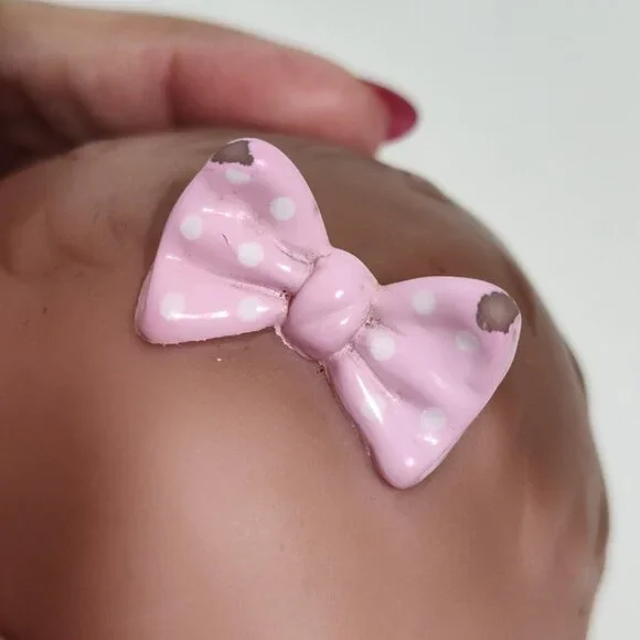 Berenguer Lil Cutie Doll Brown Eyes Pink Bow Posable Vinyl Girl 9" 2014 FLAWS - Picture 6 of 7